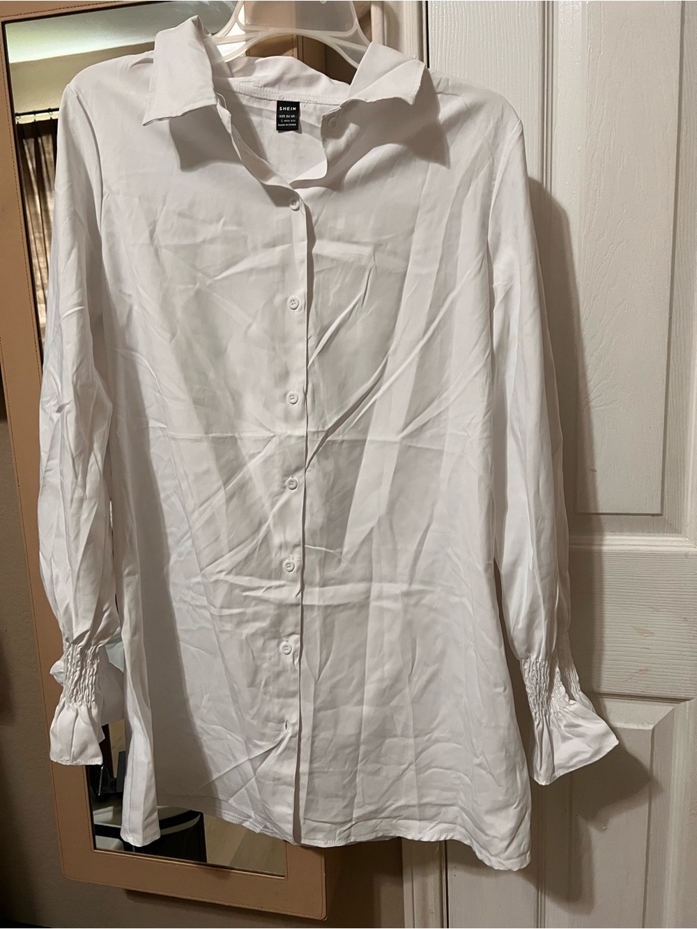 SHEIN White Long-Sleeve Button-Down Shirt